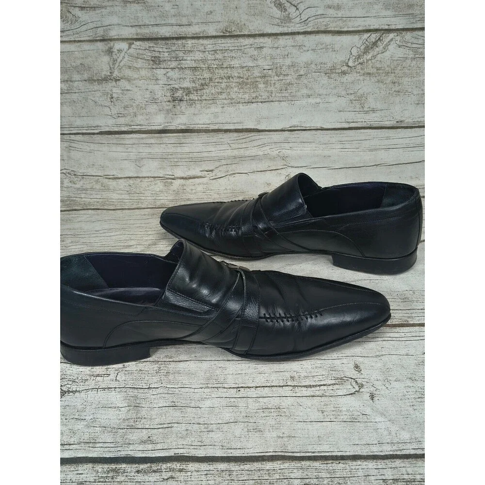 Mezlan Black Leather Slip On Loafers Men Size 11.5